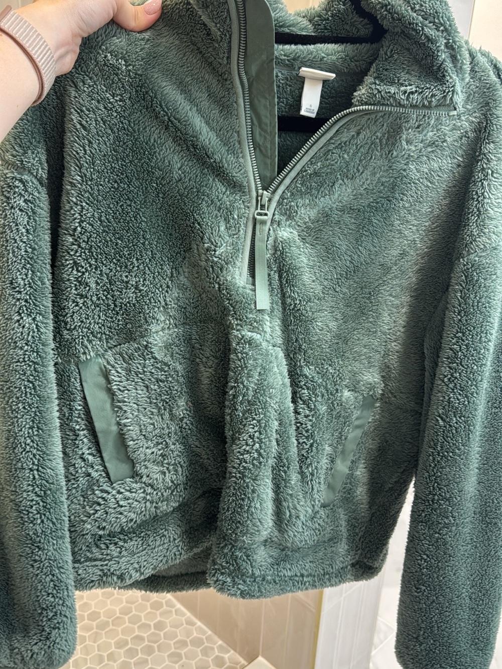 all in motion Green Sherpa Half-Zip Pullover Hoodie